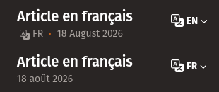 The display of an English-only post for both versions of the website.